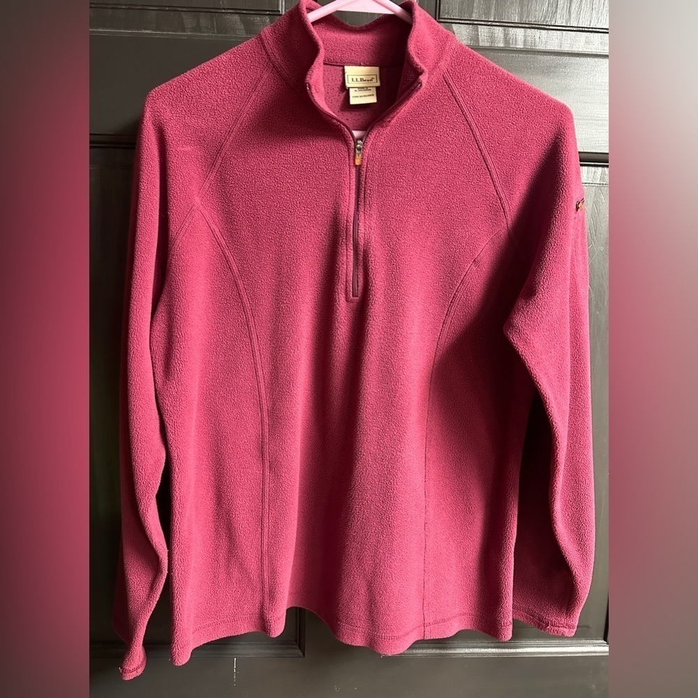 LL Bean Long Sleeve Fleece Quarter Zip Pullover Wine Color Women’s Size Medium
